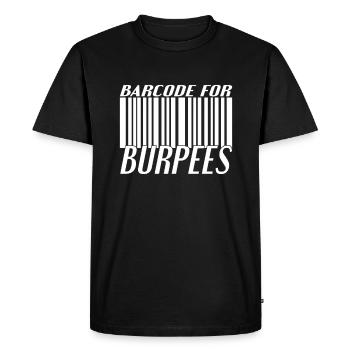 Burpee Barcode - Men's Premium Organic T-Shirt - black - Front - Nico (187cm)