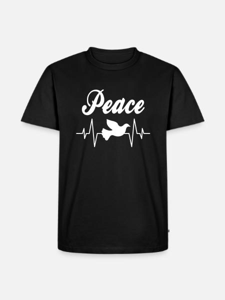 Peace Dove Heartbeat - Men's Premium Organic T-Shirt - black