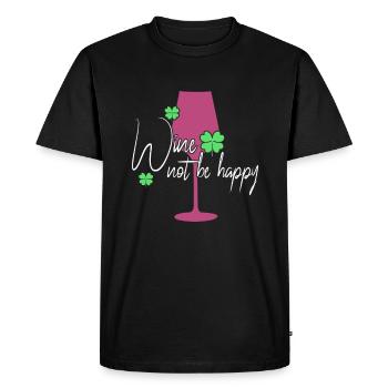 Wine Happiness Saying - Men's Premium Organic T-Shirt - black - Front - Nico (187cm)