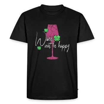 Wine Happiness Saying - Men's Premium Organic T-Shirt - black - Front - Nico (187cm)