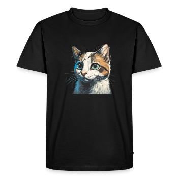 Cat cute cat drawing - Men's Premium Organic T-Shirt - black - Front - Nico (187cm)
