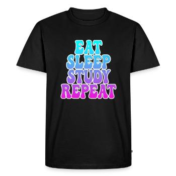 Manger dormir Étudier - T-shirt Premium bio Homme - noir - Devant - Nico (187cm)