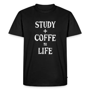 Étude et café - T-shirt Premium bio Homme - noir - Devant - Nico (187cm)