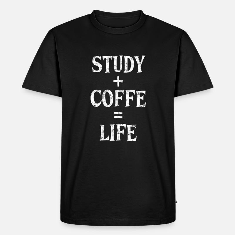 Studieren und Kaffee - Männer Premium Bio T-Shirt - Schwarz
