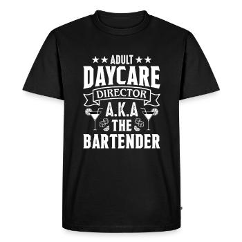 Serveuse Barman Serveur serveur - T-shirt Premium bio Homme - noir - Devant - Nico (187cm)