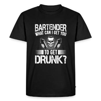 Serveuse Barman Serveur serveur - T-shirt Premium bio Homme - noir - Devant - Nico (187cm)