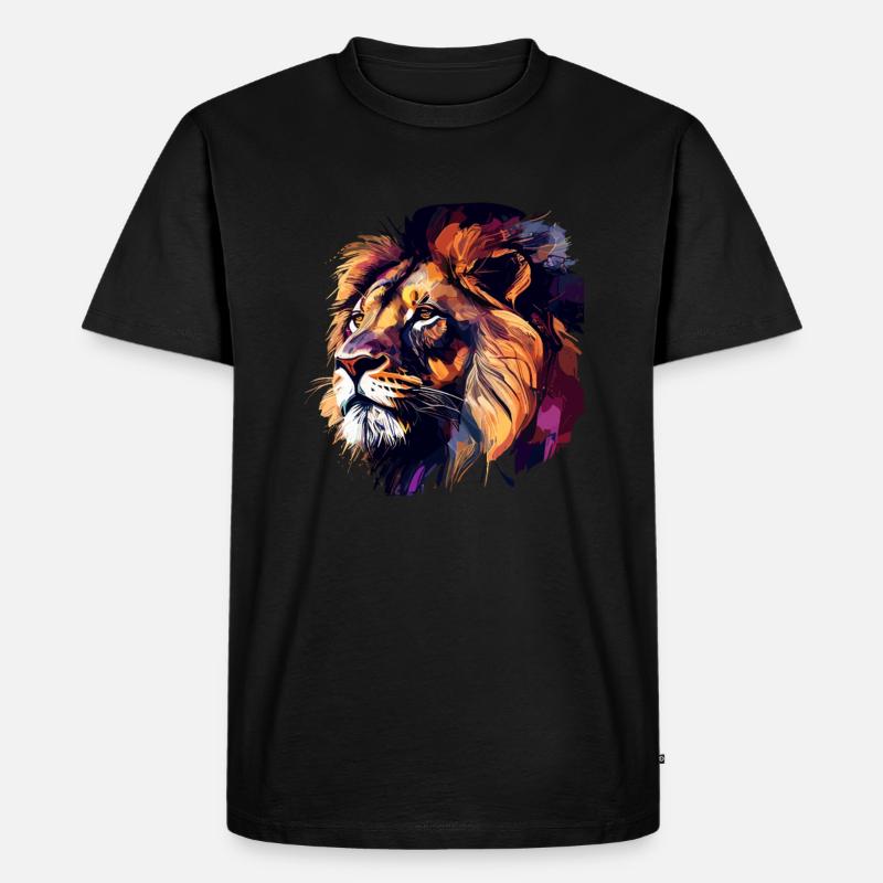 Löwe - Männer Premium Bio T-Shirt - Schwarz