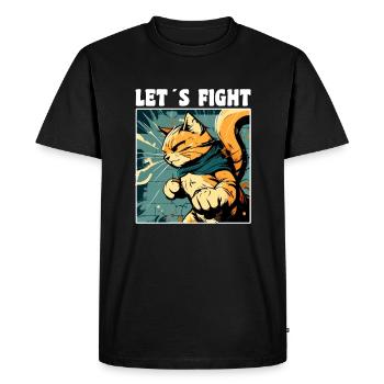 Karate Cat - Men's Premium Organic T-Shirt - black - Front - Nico (187cm)