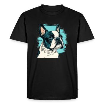 Style de bande dessinée Boston terrier - T-shirt Premium bio Homme - noir - Devant - Nico (187cm)