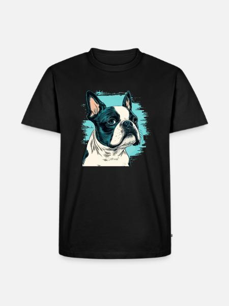 Boston terrier comic cartoon style - Men's Premium Organic T-Shirt - black