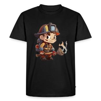 Style Fireman Cartoon - T-shirt Premium bio Homme - noir - Devant - Nico (187cm)