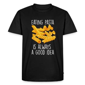 Funny Pasta Noodle Lover - Men's Premium Organic T-Shirt - black - Front - Nico (187cm)