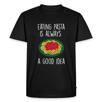 Funny Pasta Saying Food Pasta Lovers - Men's Premium Organic T-Shirt - black - Front - Nico (187cm)