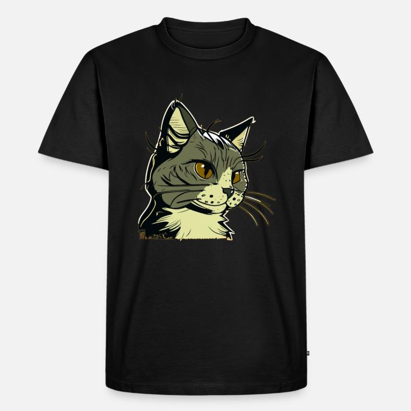 Katze im comic style - Männer Premium Bio T-Shirt - Schwarz
