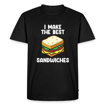 Drôle de citation de sandwich Food Lover Cheese Sandwiches - T-shirt Premium bio Homme - noir - Devant - Nico (187cm)