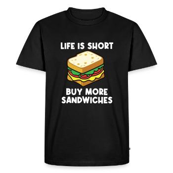 Citation amusante sur les sandwichs : amateur de nourriture, sandwichs au fromage - T-shirt Premium bio Homme - noir - Devant - Nico (187cm)