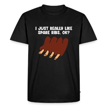 Spare Ribs Funny BBQ Grilling Meat Barbecue - Men's Premium Organic T-Shirt - black - Front - Nico (187cm)
