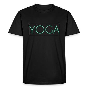 Yoga lettering - Men's Premium Organic T-Shirt - black - Front - Nico (187cm)