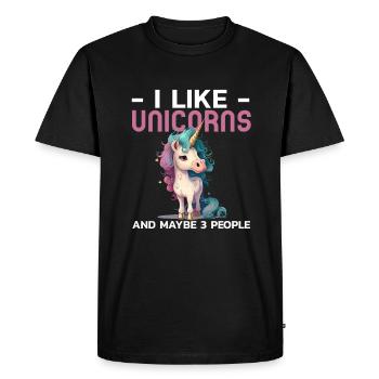 I Like Unicorns Cute Awesome Funny Unicorn Rainbow - Men's Premium Organic T-Shirt - black - Front - Nico (187cm)