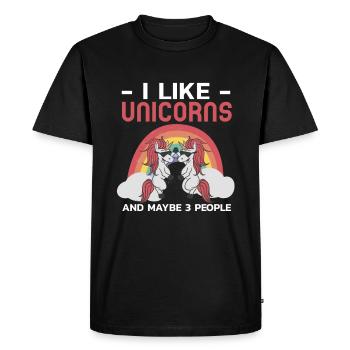 I Like Unicorns Cute Awesome Funny Unicorn Rainbow - Men's Premium Organic T-Shirt - black - Front - Nico (187cm)