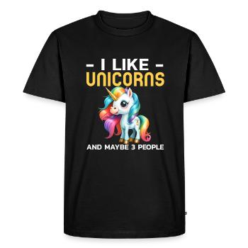 I Like Unicorns Cute Awesome Funny Unicorn Rainbow - Men's Premium Organic T-Shirt - black - Front - Nico (187cm)