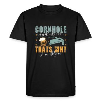 Drôle d’amoureux du joueur de Cornhole Game Lovers - T-shirt Premium bio Homme - noir - Devant - Nico (187cm)
