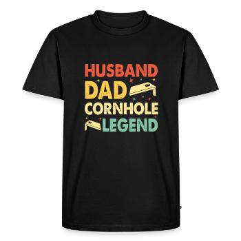Drôle d’amoureux du joueur de Cornhole Game Lovers - T-shirt Premium bio Homme - noir - Devant - Nico (187cm)