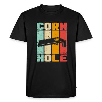 Drôle d’amoureux du joueur de Cornhole Game Lovers - T-shirt Premium bio Homme - noir - Devant - Nico (187cm)