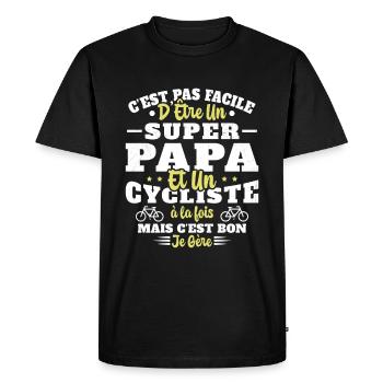 Super Papa Humour Cycliste Vélo Drole Cyclisme - T-shirt Premium bio Homme - noir - Devant - Nico (187cm)