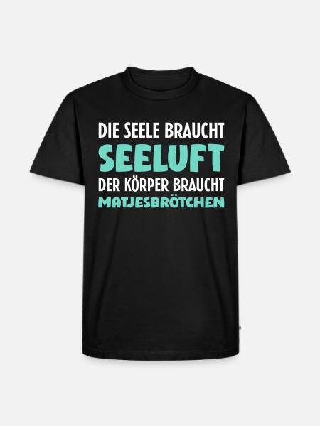 Seeluft Matjesbrötchen - Männer Premium Bio T-Shirt - Schwarz