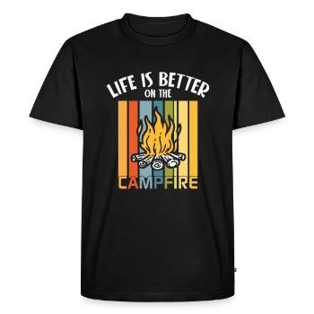 Camping Art Campfire Camping Trailer Camper - Men's Premium Organic T-Shirt - black - Front - Nico (187cm)