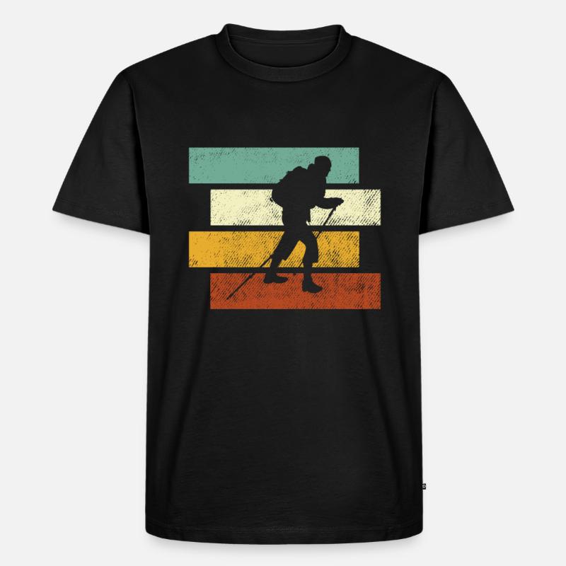 Bergsteigen Retro - Männer Premium Bio T-Shirt - Schwarz