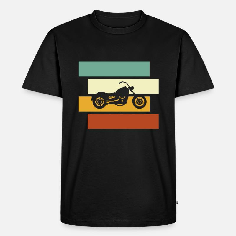 Motorrad Retro - Männer Premium Bio T-Shirt - Schwarz