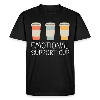 Emotional Support Cup - Men's Premium Organic T-Shirt - black - Front - Nico (187cm)
