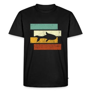 Fish Retro - Men's Premium Organic T-Shirt - black - Front - Nico (187cm)