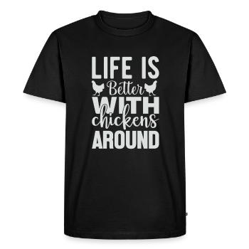 Amateur de poulet Éleveur de poulet - T-shirt Premium bio Homme - noir - Devant - Nico (187cm)