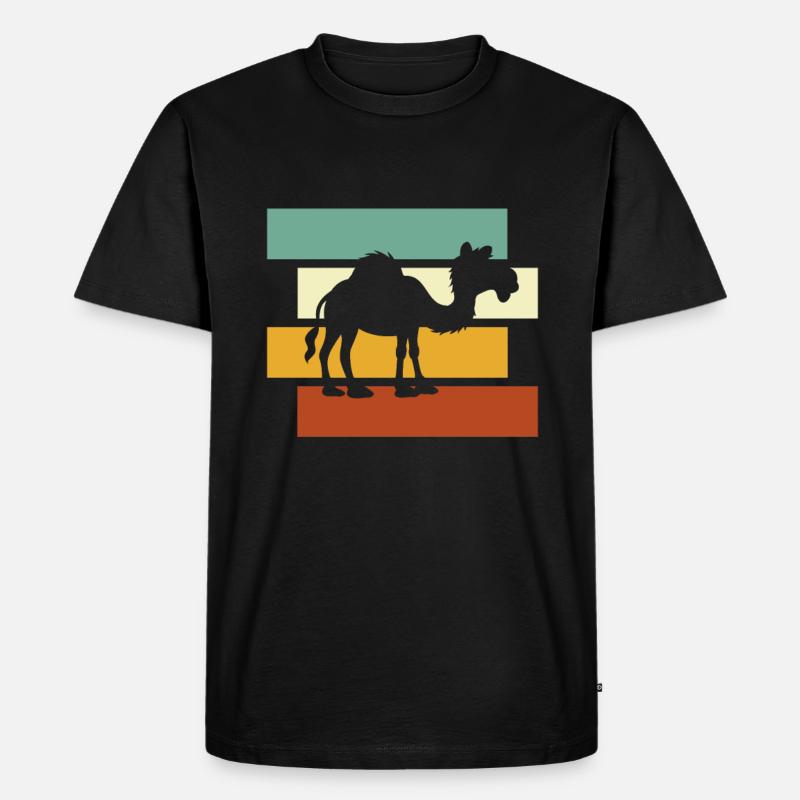 Kamel Retro - Männer Premium Bio T-Shirt - Schwarz