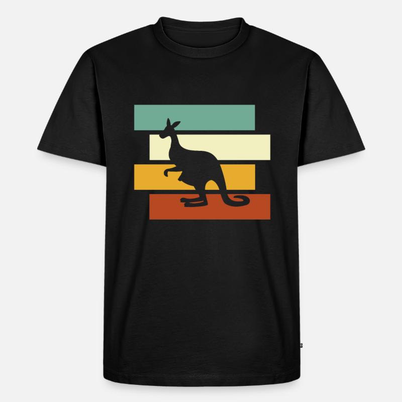 Känguru Retro - Männer Premium Bio T-Shirt - Schwarz