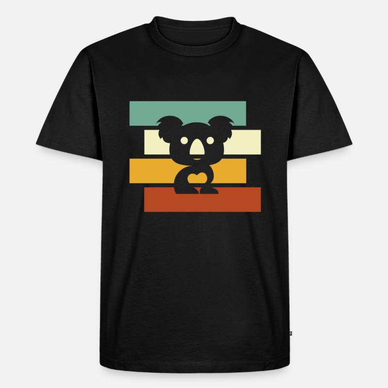 Koala Retro - Männer Premium Bio T-Shirt - Schwarz