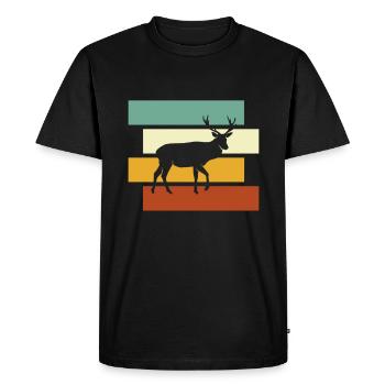 Hirsch Retro - Men's Premium Organic T-Shirt - black - Front - Nico (187cm)