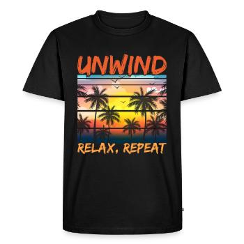 Plage Paradis Déconnecter Relax Répéter - T-shirt Premium bio Homme - noir - Devant - Nico (187cm)