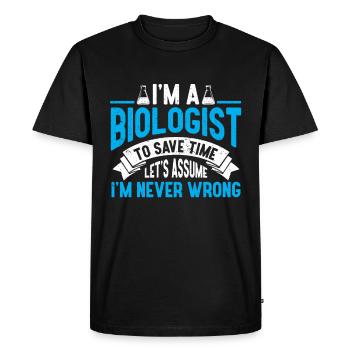 Biology Gift Biologist - Men's Premium Organic T-Shirt - black - Front - Nico (187cm)