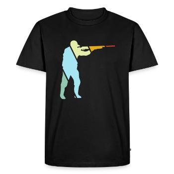 Hunter Retro - Men's Premium Organic T-Shirt - black - Front - Nico (187cm)