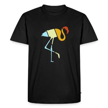 Flamant rose Rétro - T-shirt Premium bio Homme - noir - Devant - Nico (187cm)