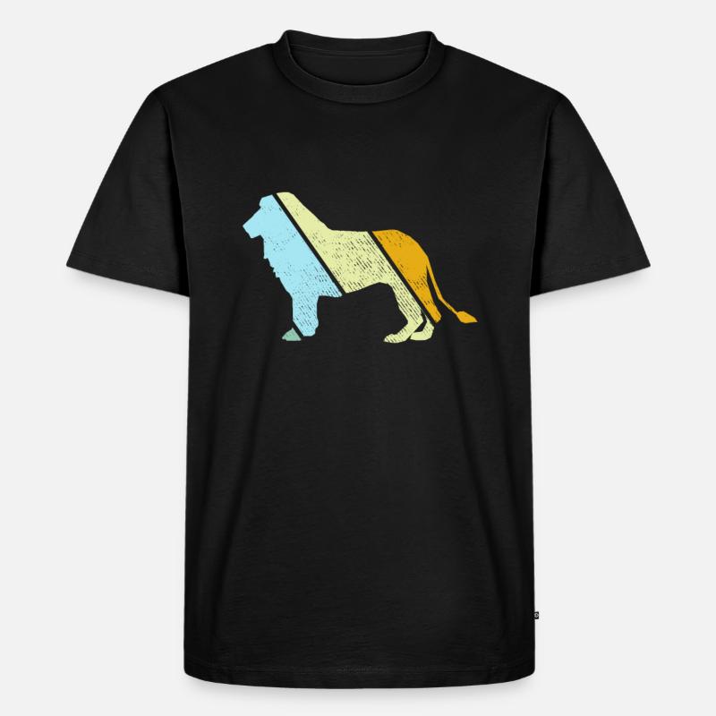 Löwe retro - Männer Premium Bio T-Shirt - Schwarz