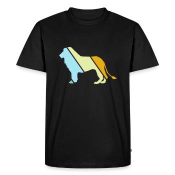 Lion rétro - T-shirt Premium bio Homme - noir - Devant - Nico (187cm)