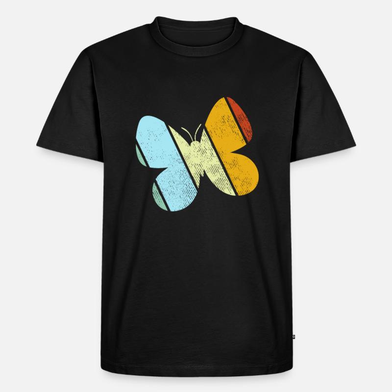 Schmetterling Retro - Männer Premium Bio T-Shirt - Schwarz