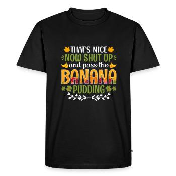 Drôle d’amateur de fruits de banane - T-shirt Premium bio Homme - noir - Devant - Nico (187cm)