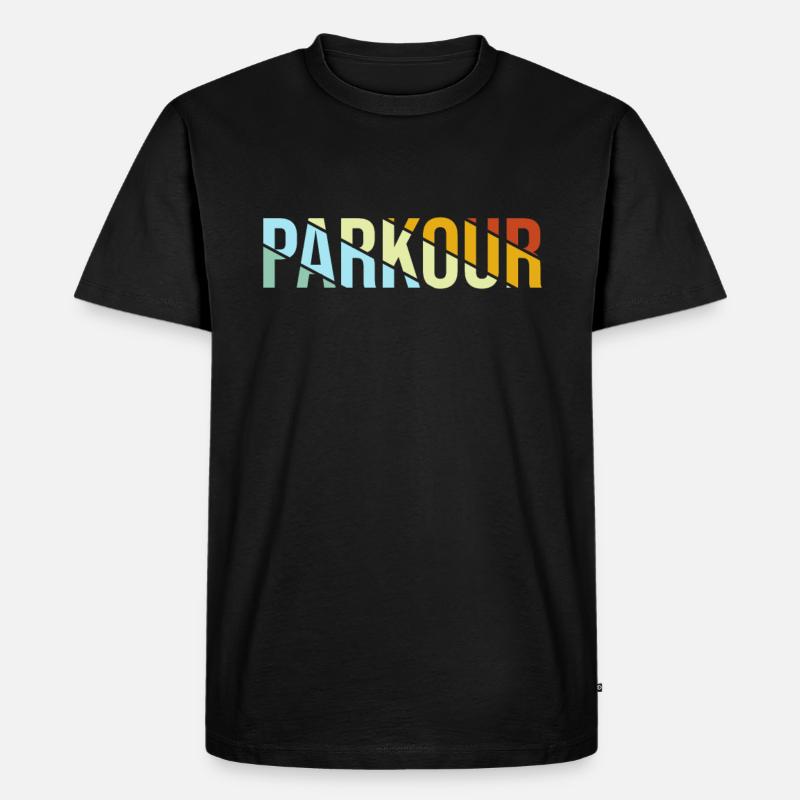 Parkour Retro - Männer Premium Bio T-Shirt - Schwarz