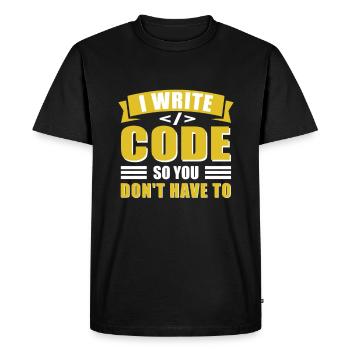 Informatique Admin Programmeur Codeur IT - T-shirt Premium bio Homme - noir - Devant - Nico (187cm)